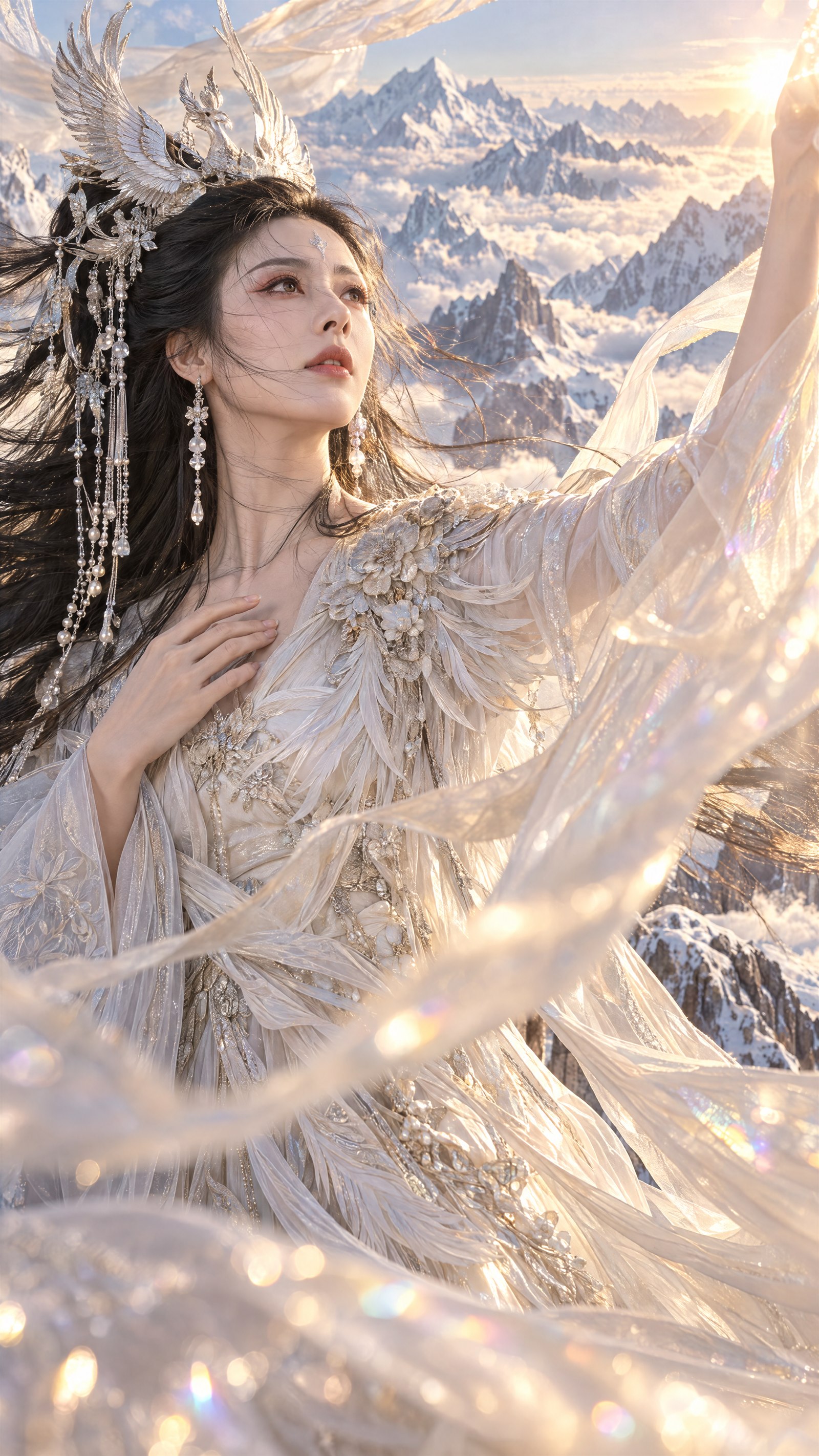 东方幻想雪山云端人像视觉